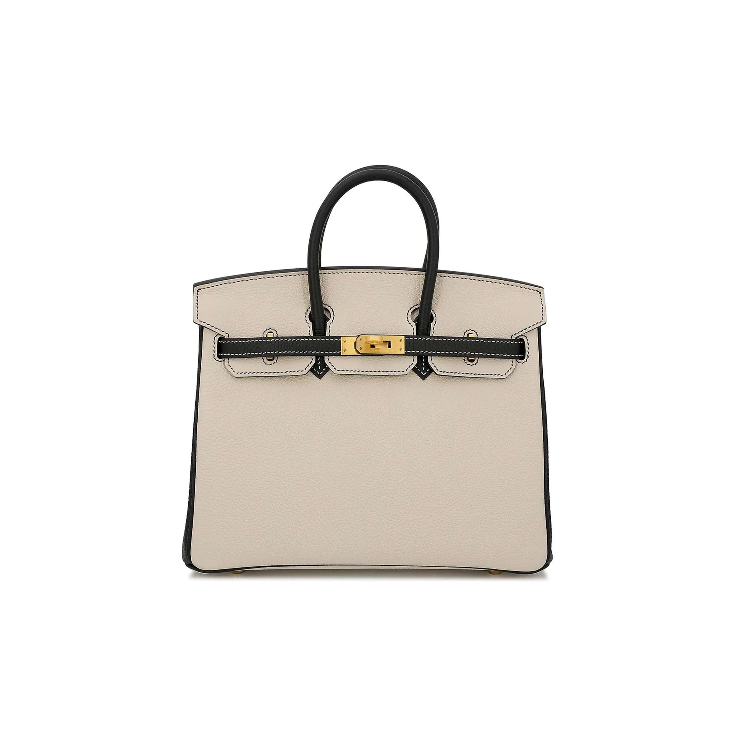 HERMES MASTER BIRKIN 30 EPSOM SELLIER MILKSHAKE WHITE AND BLACK SILVER BUCKLE H028368CK5Z (30*23*15cm)